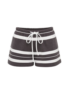 Aaren Drawstring Shorts Brown Stripe