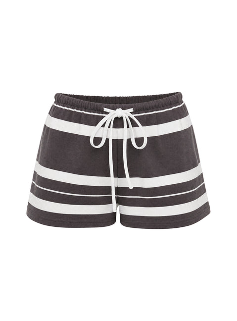 Aaren Drawstring Shorts Brown Stripe