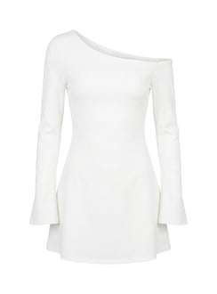 Adrietta Long Sleeve Off Shoulder Mini Dress White