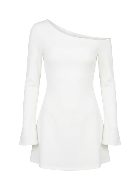Adrietta Long Sleeve Off Shoulder Mini Dress White