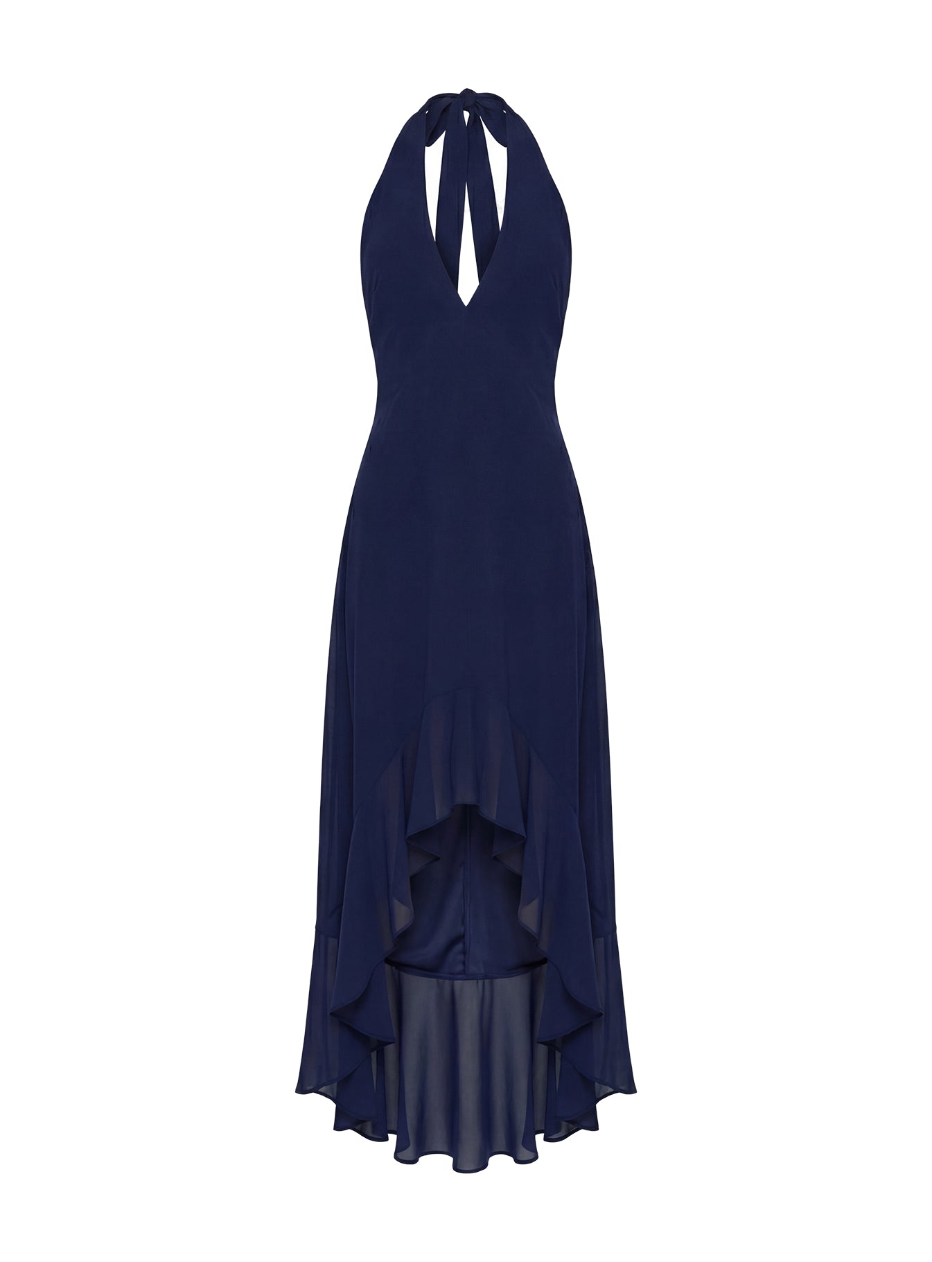 Agata Halter Frill Maxi Dress | Navy | Womens | Princess Polly Agata Halter Frill Maxi Dress | Navy | Womens | Princess Polly