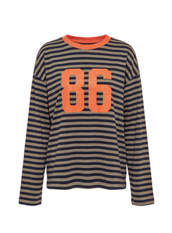 All Rounder Long Sleeve Varsity Graphic Top Multi Stripe