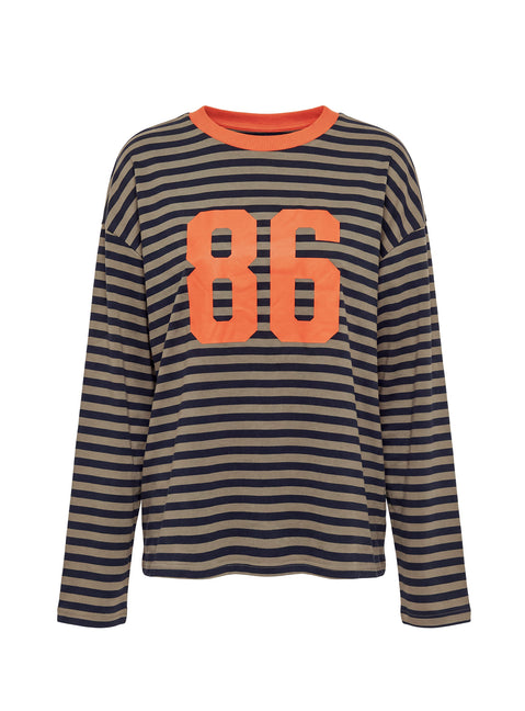 All Rounder Long Sleeve Varsity Graphic Top Multi Stripe