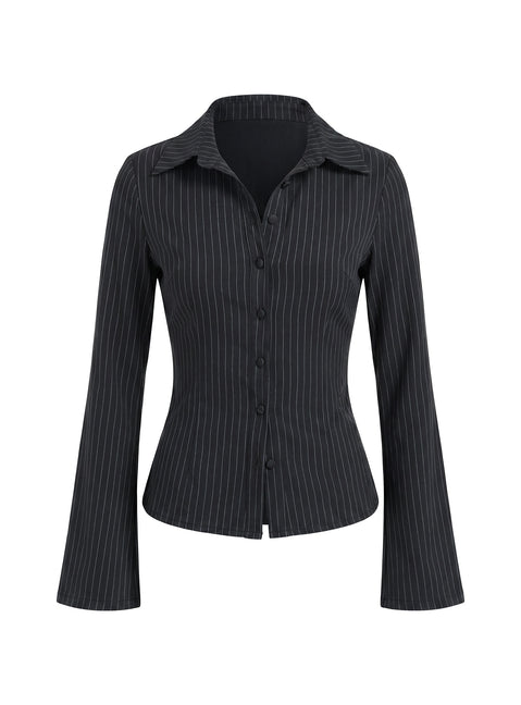 Anni Pinstripe Shirt Black