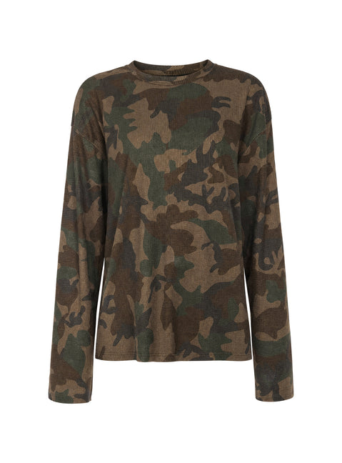 Arlla Waffle Jersey Long Sleeve Top Camo