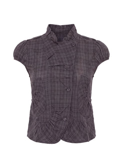 Aryalda Cap Sleeve Blouse Top Multi Check