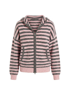 Aubry Oversized True Knit Hoodie Pink Stripe