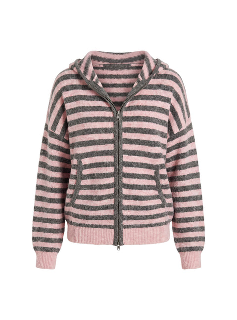 Aubry Oversized True Knit Hoodie Pink Stripe