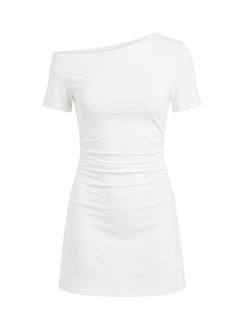 Avriana Off Shoulder T-Shirt Mini Dress White