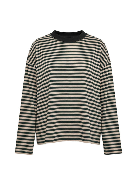 Bloom Long Sleeve Top Beige Stripe
