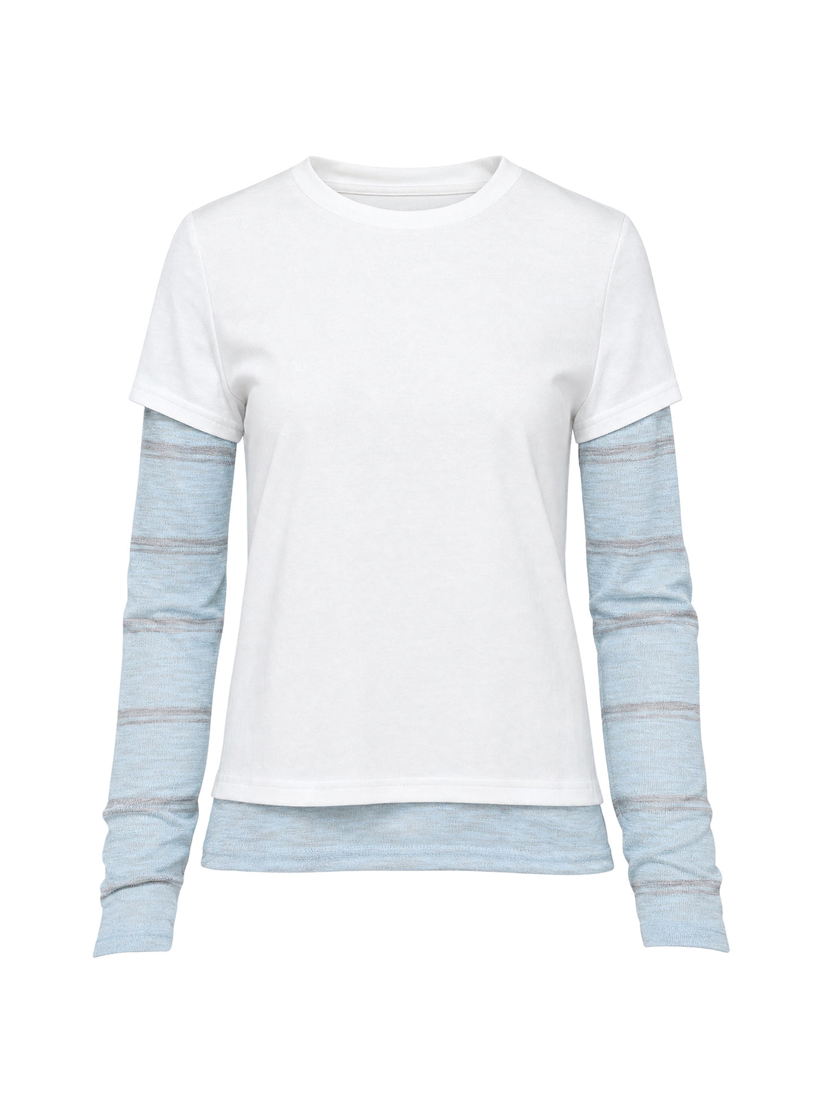 Caisey Layered Long Sleeve Top White / Blue Stripe