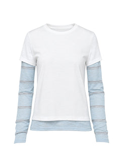 Caisey Layered Long Sleeve Top White / Blue Stripe