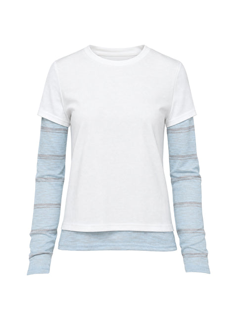 Caisey Layered Long Sleeve Top White / Blue Stripe
