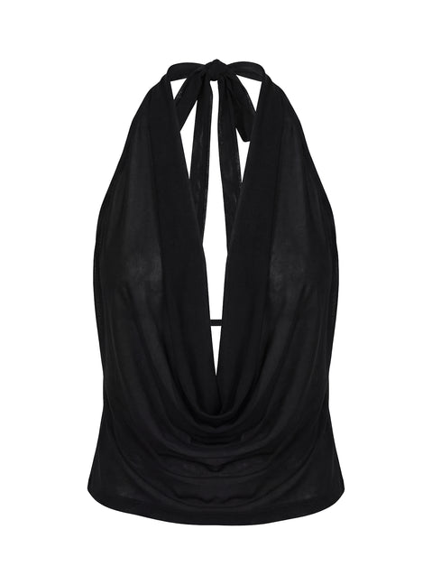 Carefree Days Cowl Neck Top Black