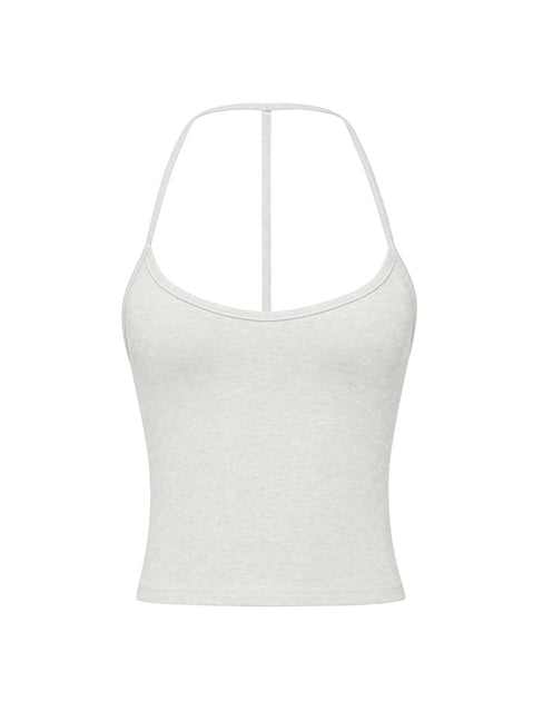 Cecilly Trim Racerback Top Grey Marle