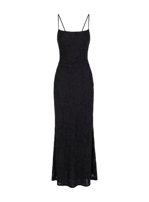 Celena Maxi Dress Black Burnout