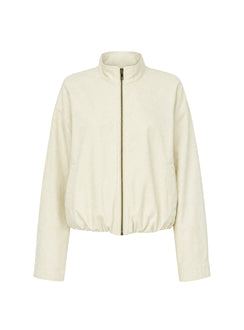 Chayden Cropped Canvas Bomber Jacket Cream