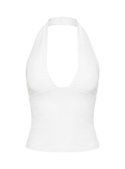 Daily Define Halter Tank Top White
