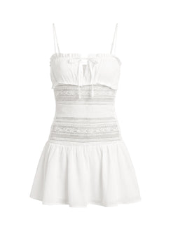 Christobela Drop Waist Lace Mini Dress White