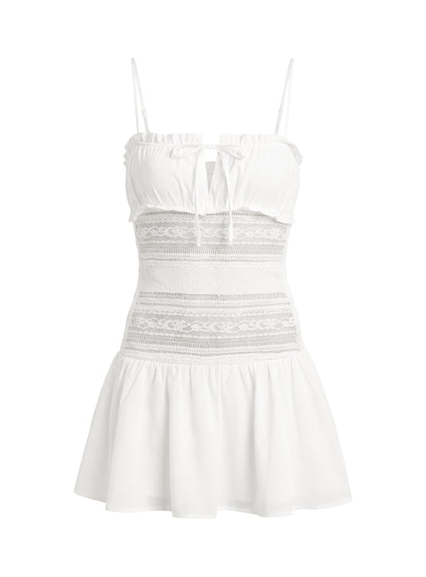 Christobela Drop Waist Lace Mini Dress White