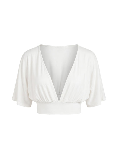 Clarenza Micro Jersey Crop Top White