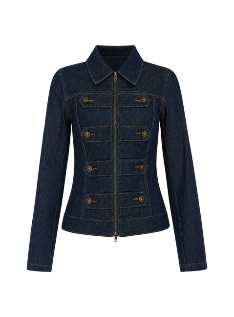 Cristen Cadet Buckle Denim Jacket Indigo