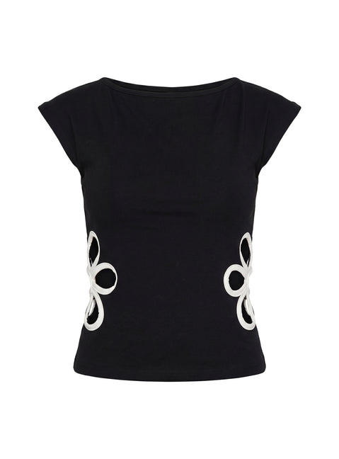 Currents Cut Out Detail Top Black