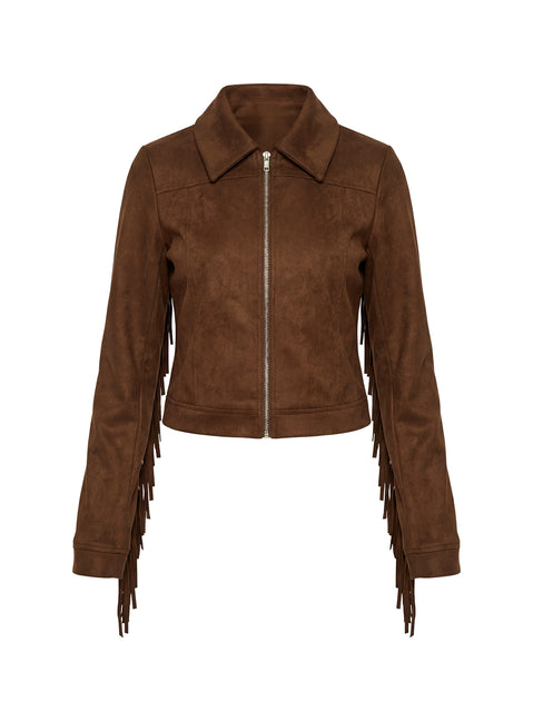 Dakohda Fringe Jacket Chocolate Brown