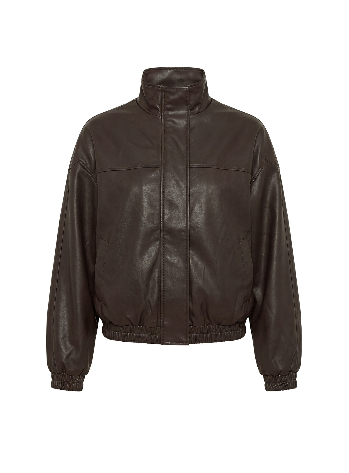 Dialtone Funnel Neck Faux Leather Jacket Washed Brown