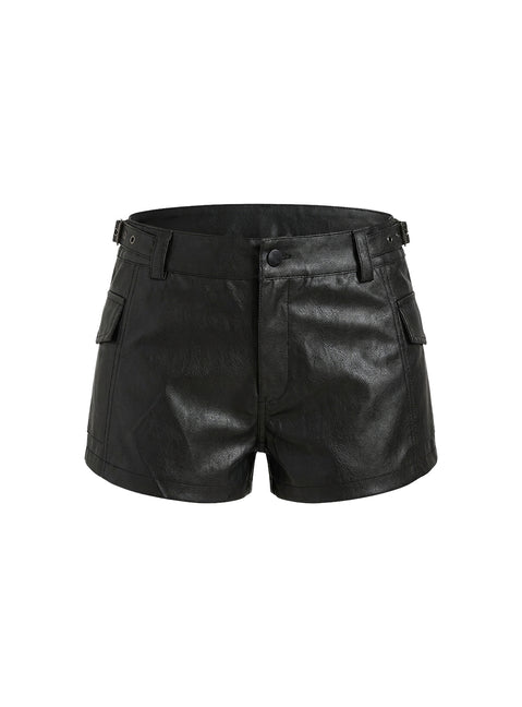 Domination Faux Leather Shorts Black