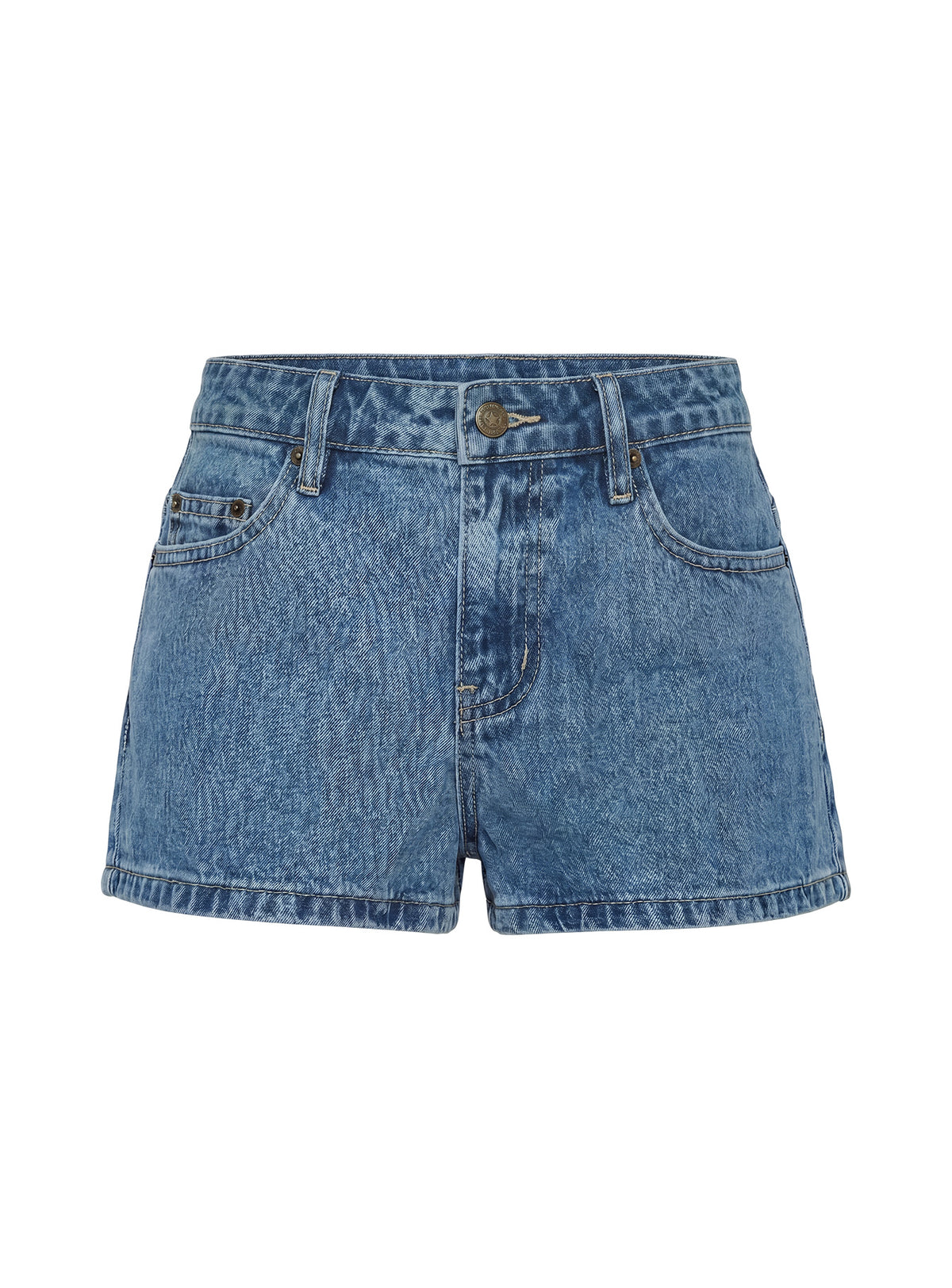 Dreamful Low Rise Mini Denim Short Mid Blue Wash Tall
