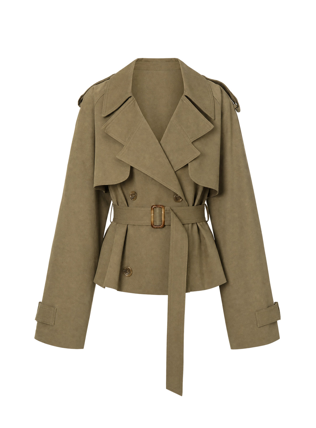 Eldora Cropped Trench Coat Green