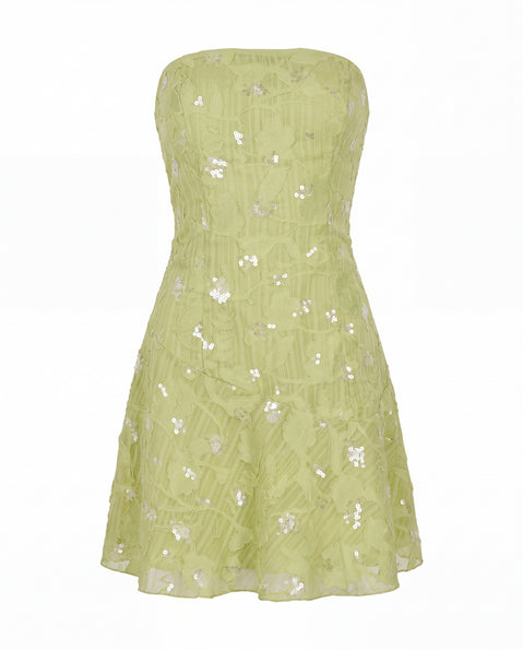 Elorra Strapless Mini Dress Green