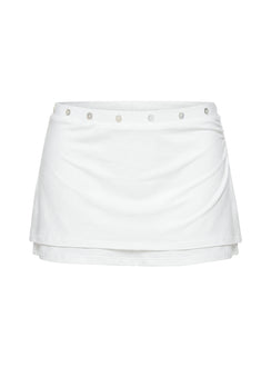 Esperia Button Layered Mini Skirt White