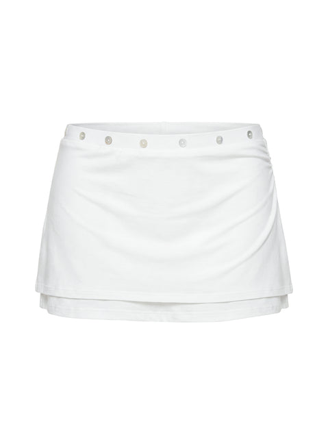 Esperia Button Layered Mini Skirt White