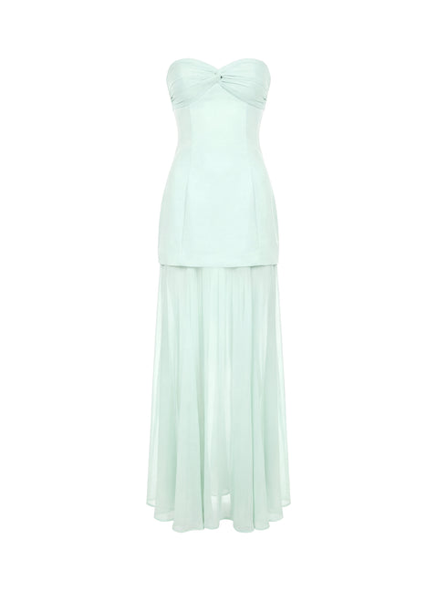 Flashy Sheer Chiffon Strapless Maxi Dress Icy Blue | Princess Polly Flashy Sheer Chiffon Strapless Maxi Dress Icy Blue | Princess Polly