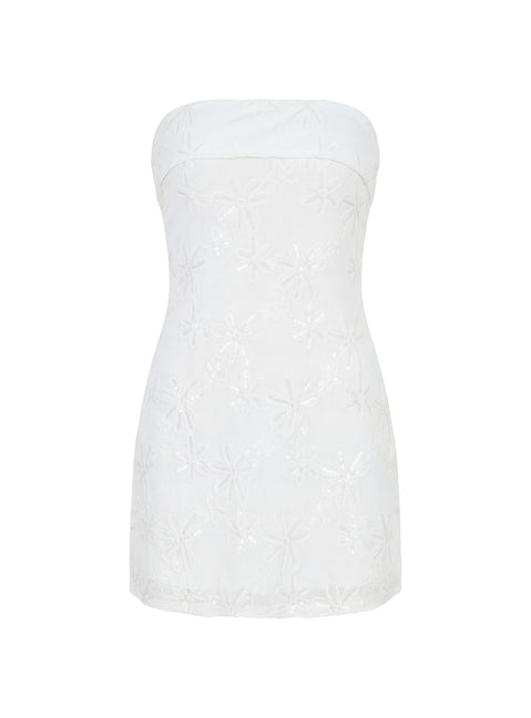 Graces Strapless Mini Dress White