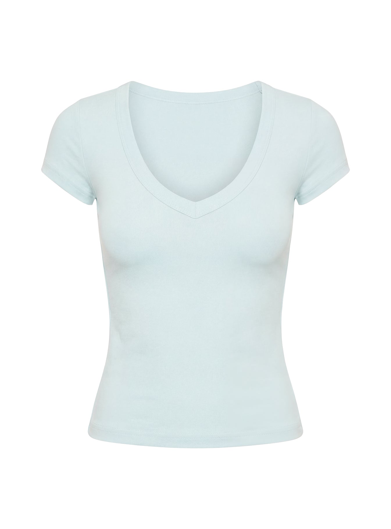 Daily Define Deep V Short Sleeve Top Icy Blue