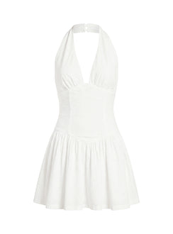 Imojen Halter Mini Dress White