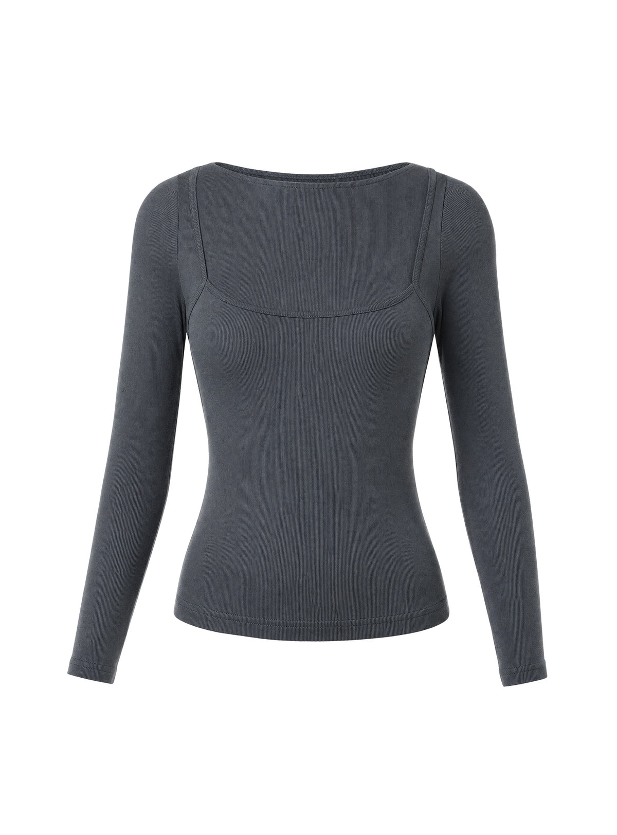 Isibella Layered Long Sleeve Top Charcoal