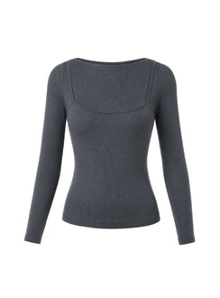 Isibella Layered Long Sleeve Top Charcoal