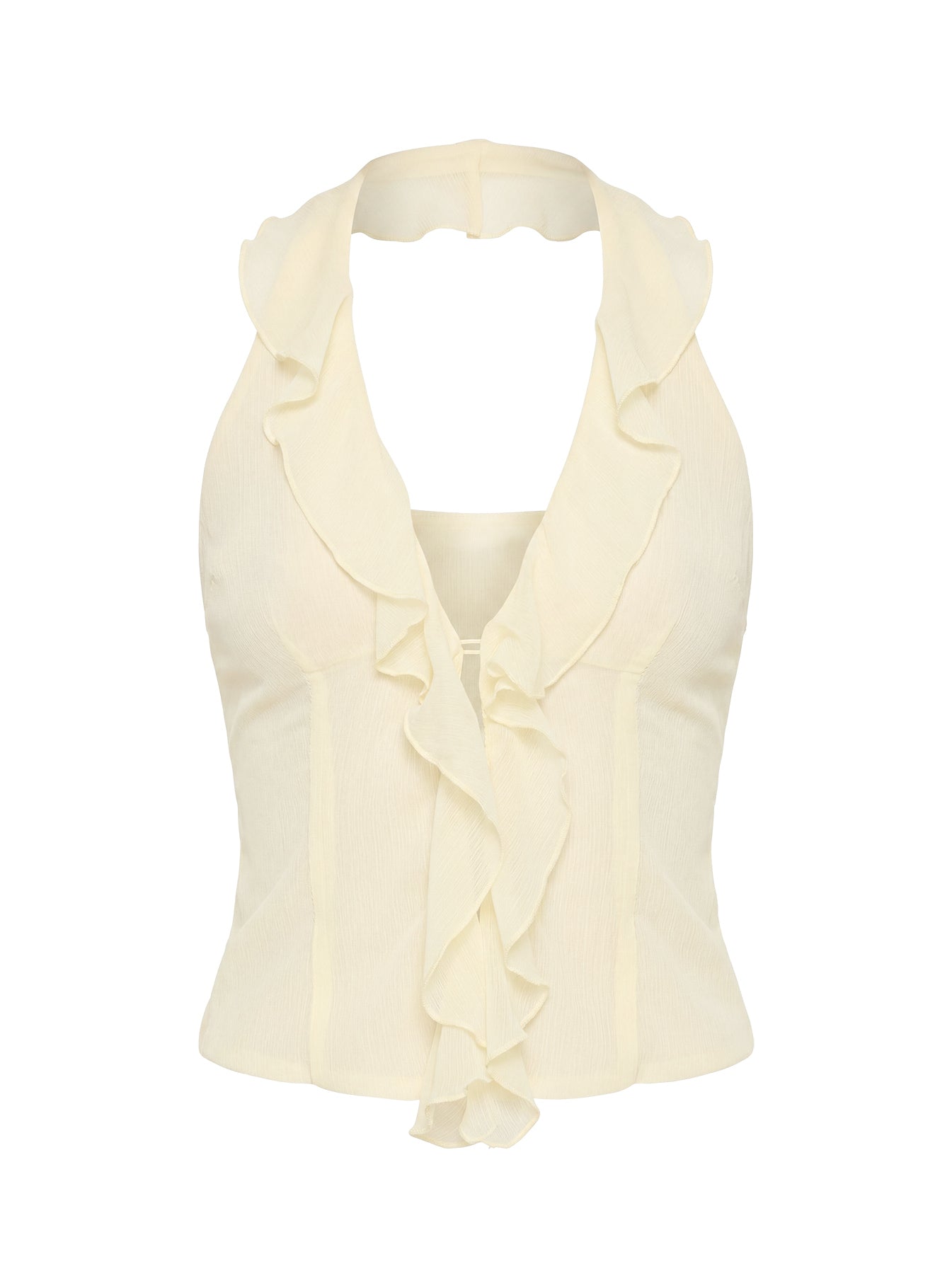 Jazania Frill Halter Top Butter Yellow