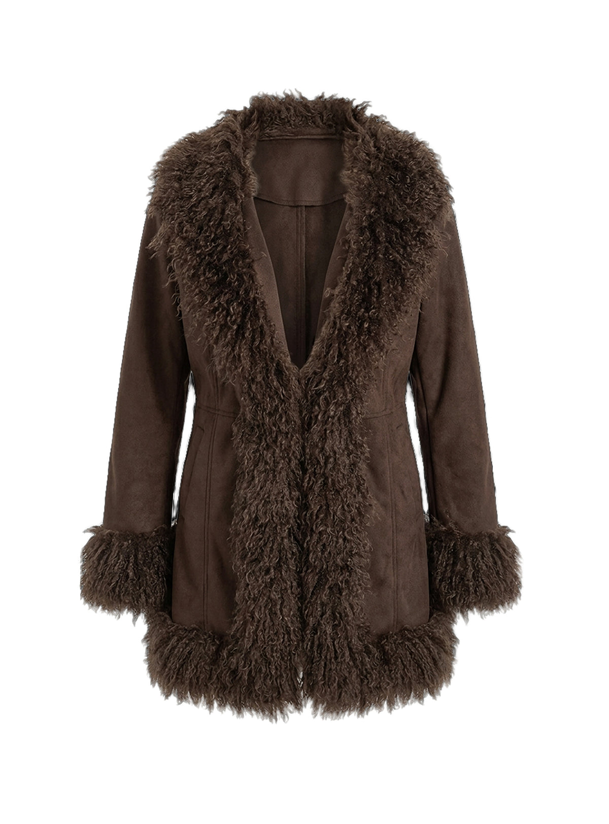Josefina Faux Fur Detail Jacket Chocolate