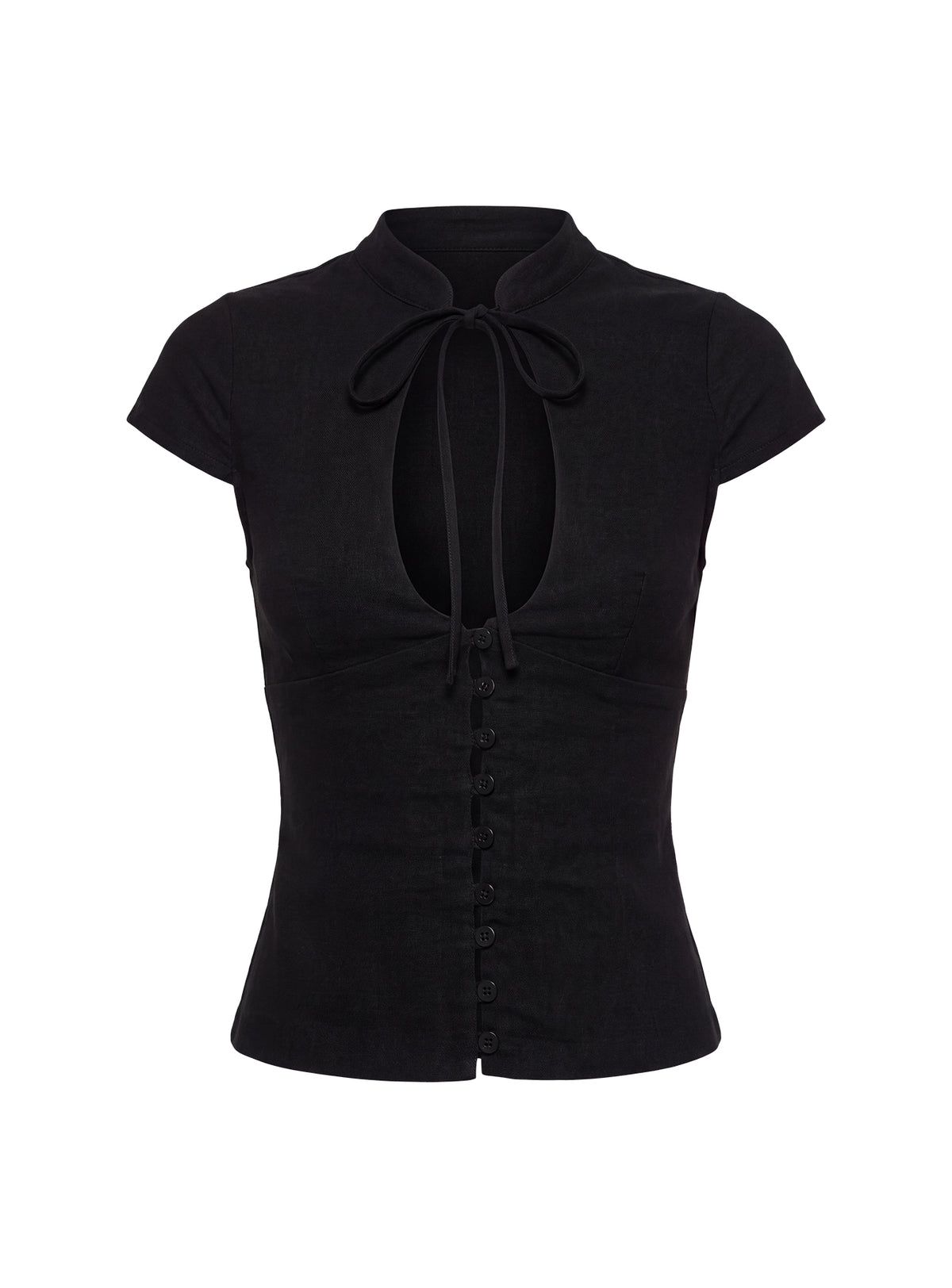 Josiphene Tie Neck Keyhole Top Black
