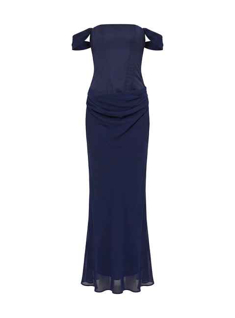Joslyne Off Shoulder Corset Maxi Dress | Navy | Womens | Princess Polly Joslyne Off Shoulder Corset Maxi Dress | Navy | Womens | Princess Polly