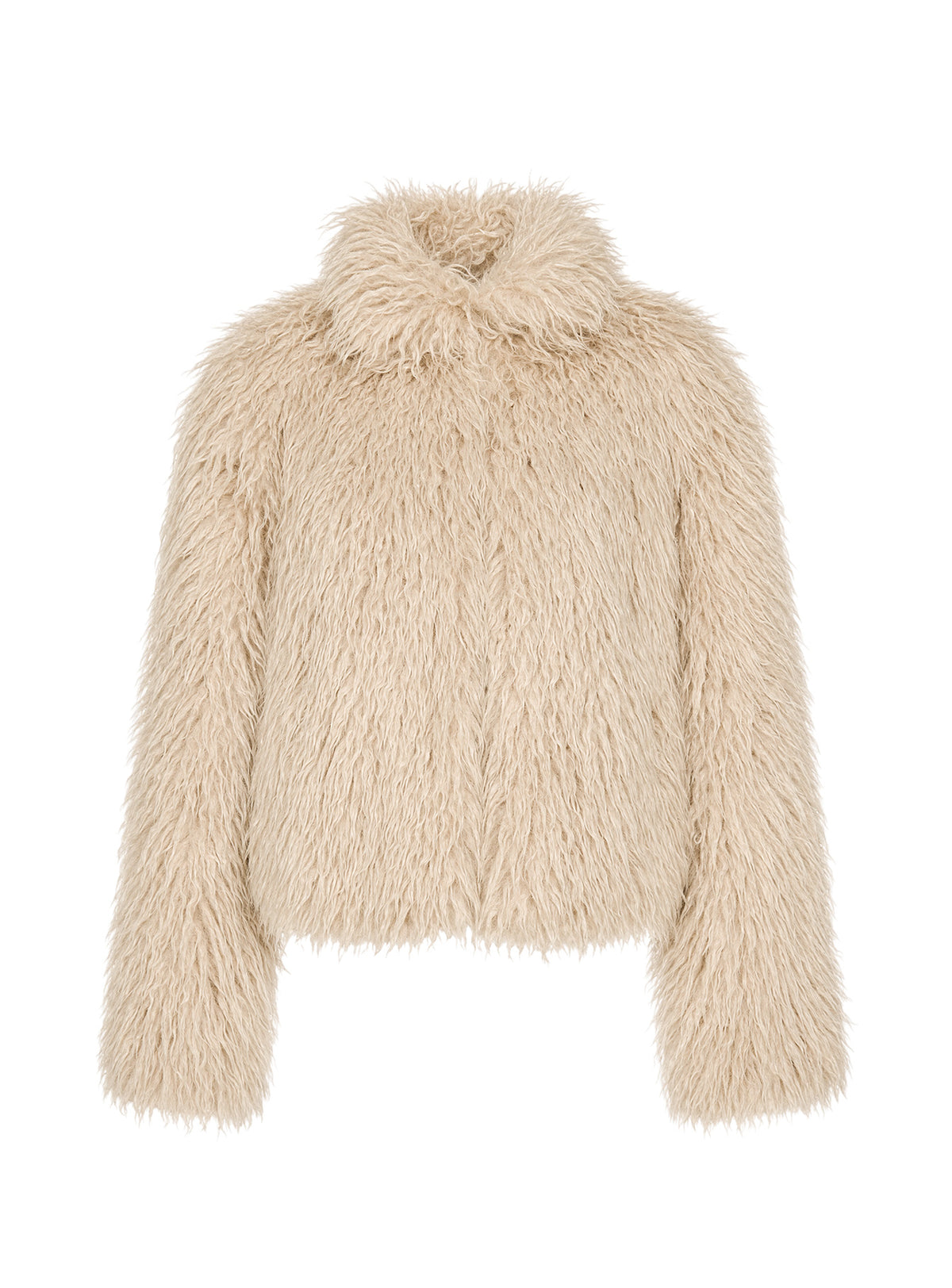 Kaiero Oversized Faux Fur Shag Jacket Cream