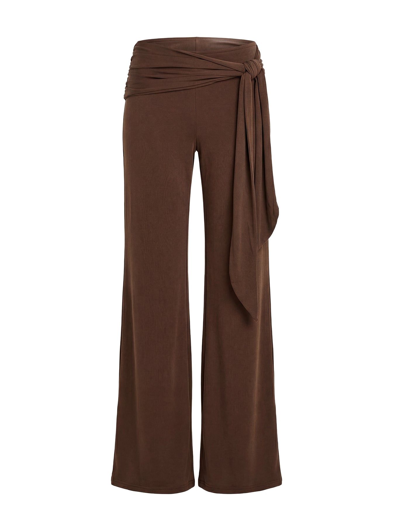 Katiana Wrap Jersey Pants Brown Mid Rise Pants 