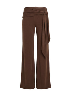 Katiana Wrap Jersey Pants Brown Mid Rise Pants 