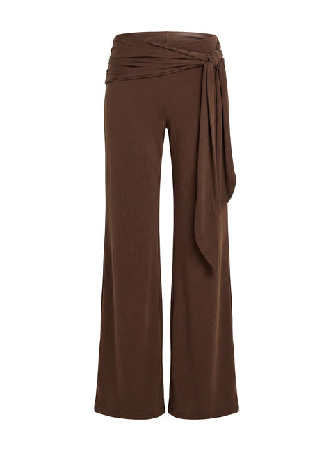 Katiana Wrap Jersey Pants Brown Mid Rise Pants 