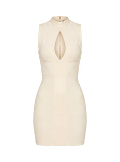 Kimanah Keyhole Bandage Mini Dress Cream